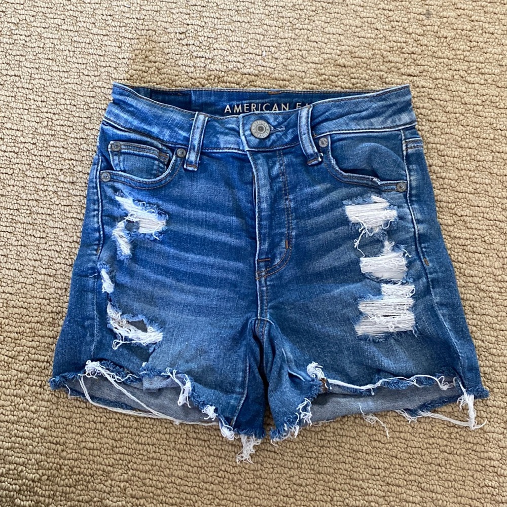 American Eagle Hi-Rise shortie jean shorts